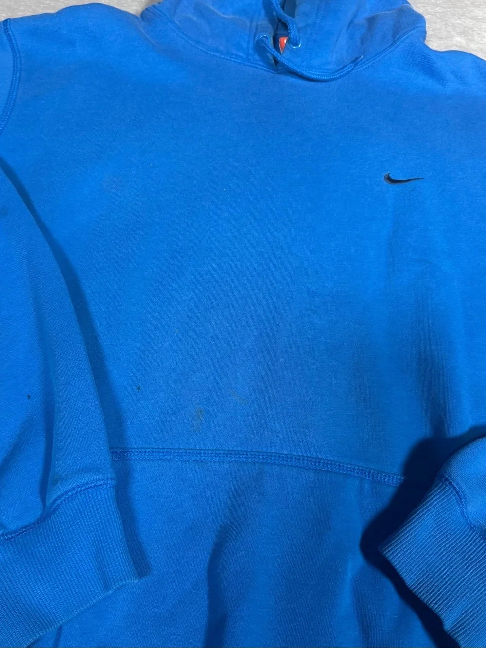 Nike Men's Royal Blue Pullover Hoodie with Small Swoosh